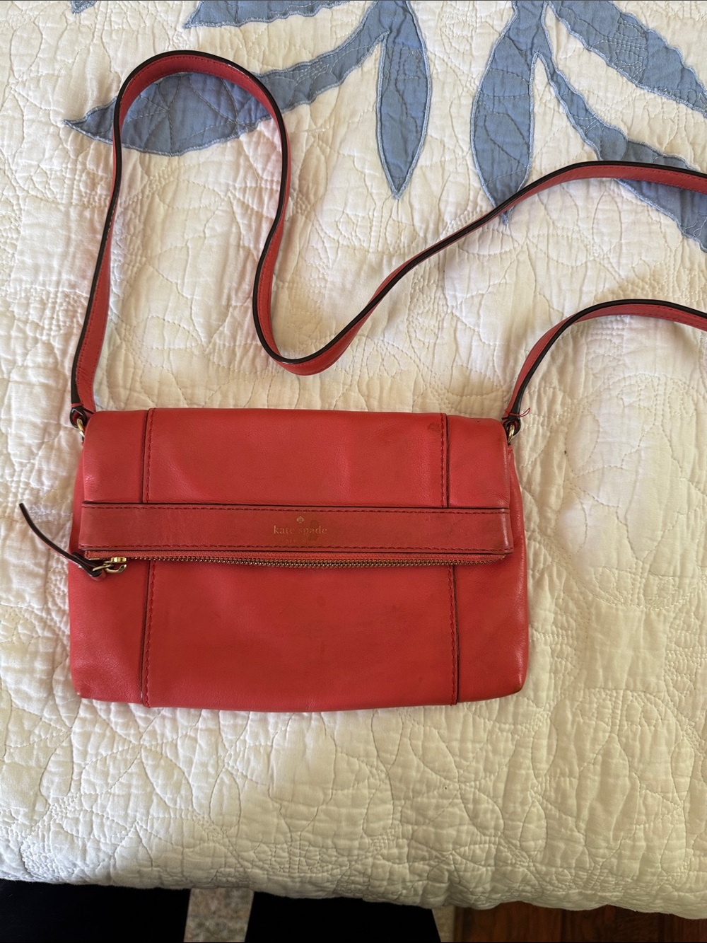 kate spade Coral-Red Leather Crossbody Bag